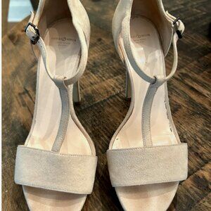 Giorgio Armani Suede Platform Sandals- Camel, Size 37